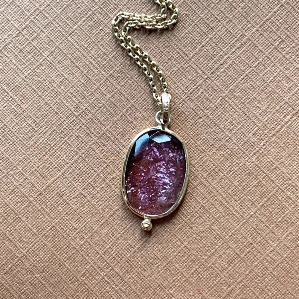 14k Solid Yellow Gold Natural Pink Tourmaline Charm Pendant Only